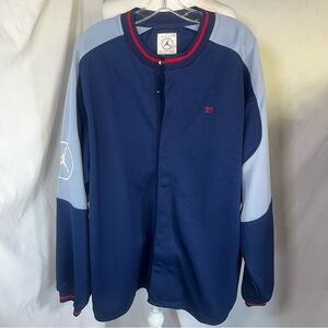 Air Jordan Vintage Retro Snap Front Jacket Navy Light Blue Red Large Bball Nike